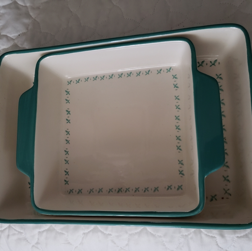 Set of 2 brand new ceramic casserole dishes pans . Brand opal house